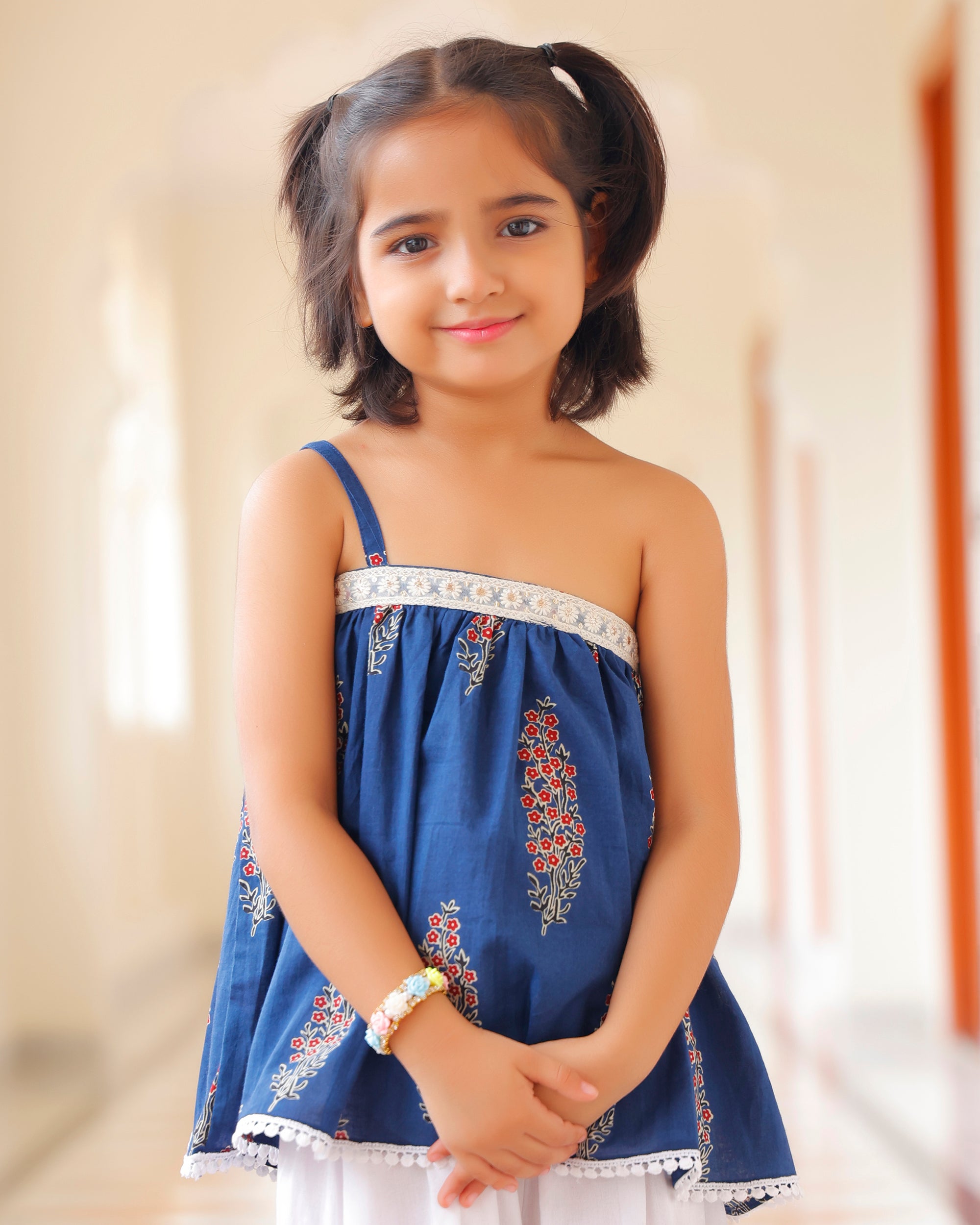 Blinky Blue Flared Kurta With Sharara Set