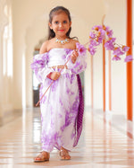 Kids Liliac Floral Dhoti Saree