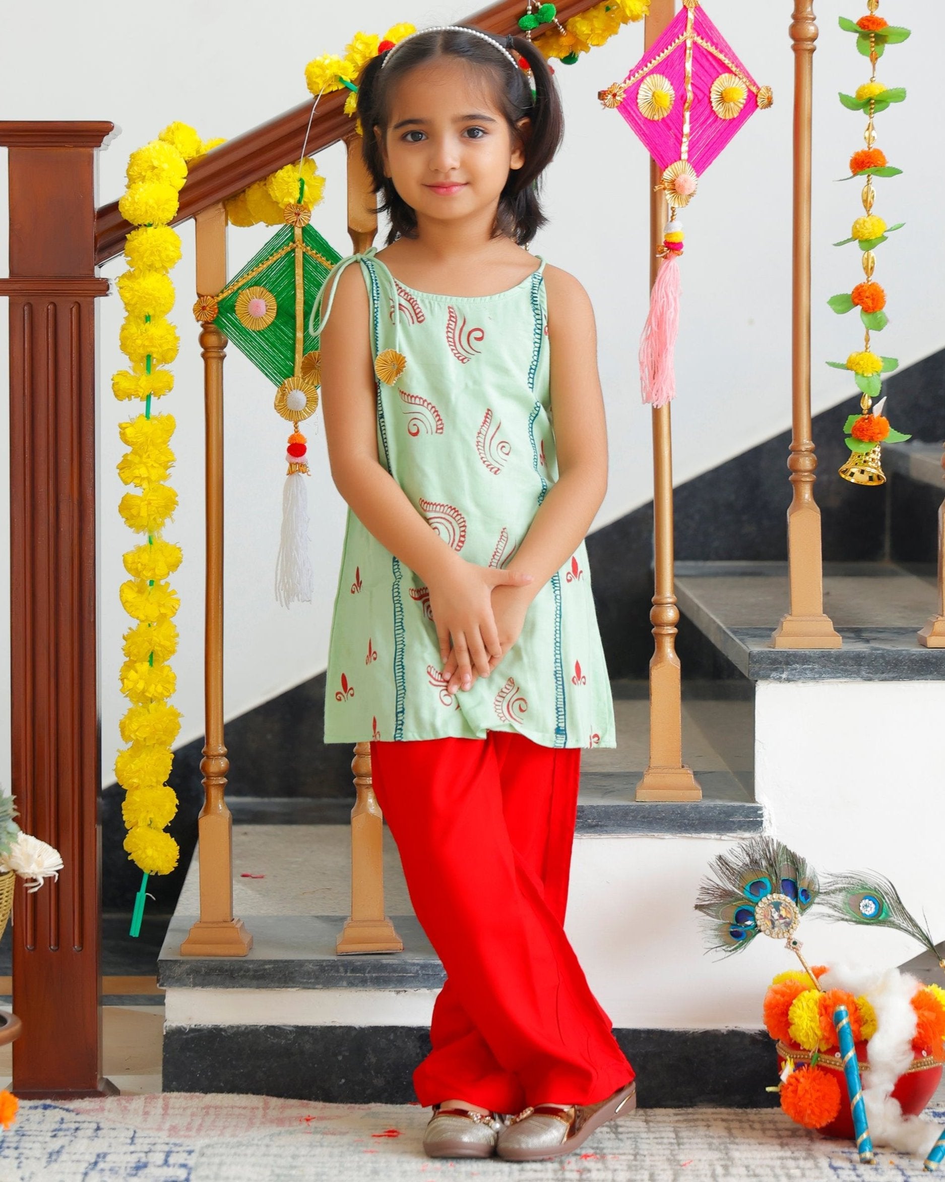 Kids Gulf Green Dhoti Set