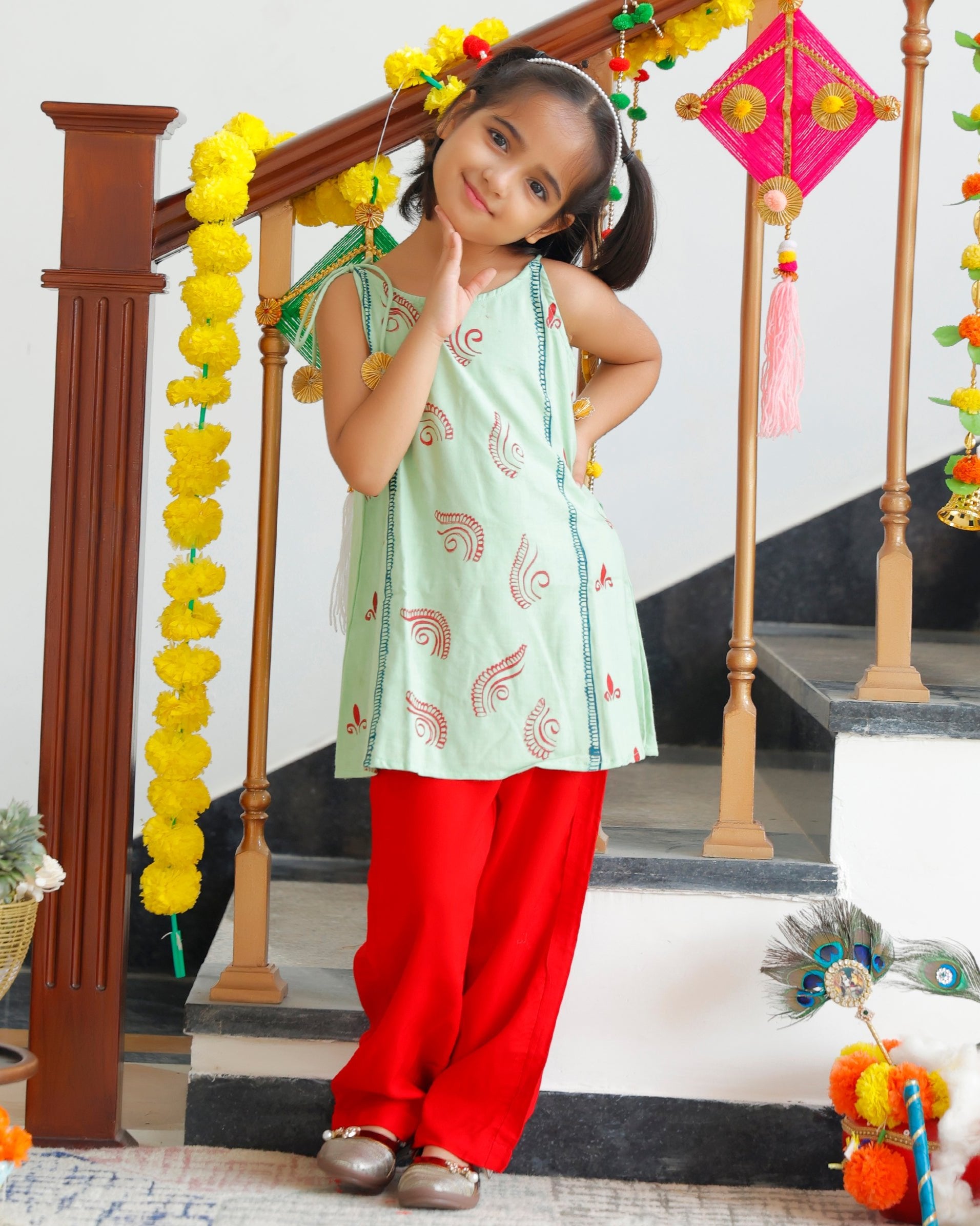 Kids Gulf Green Dhoti Set