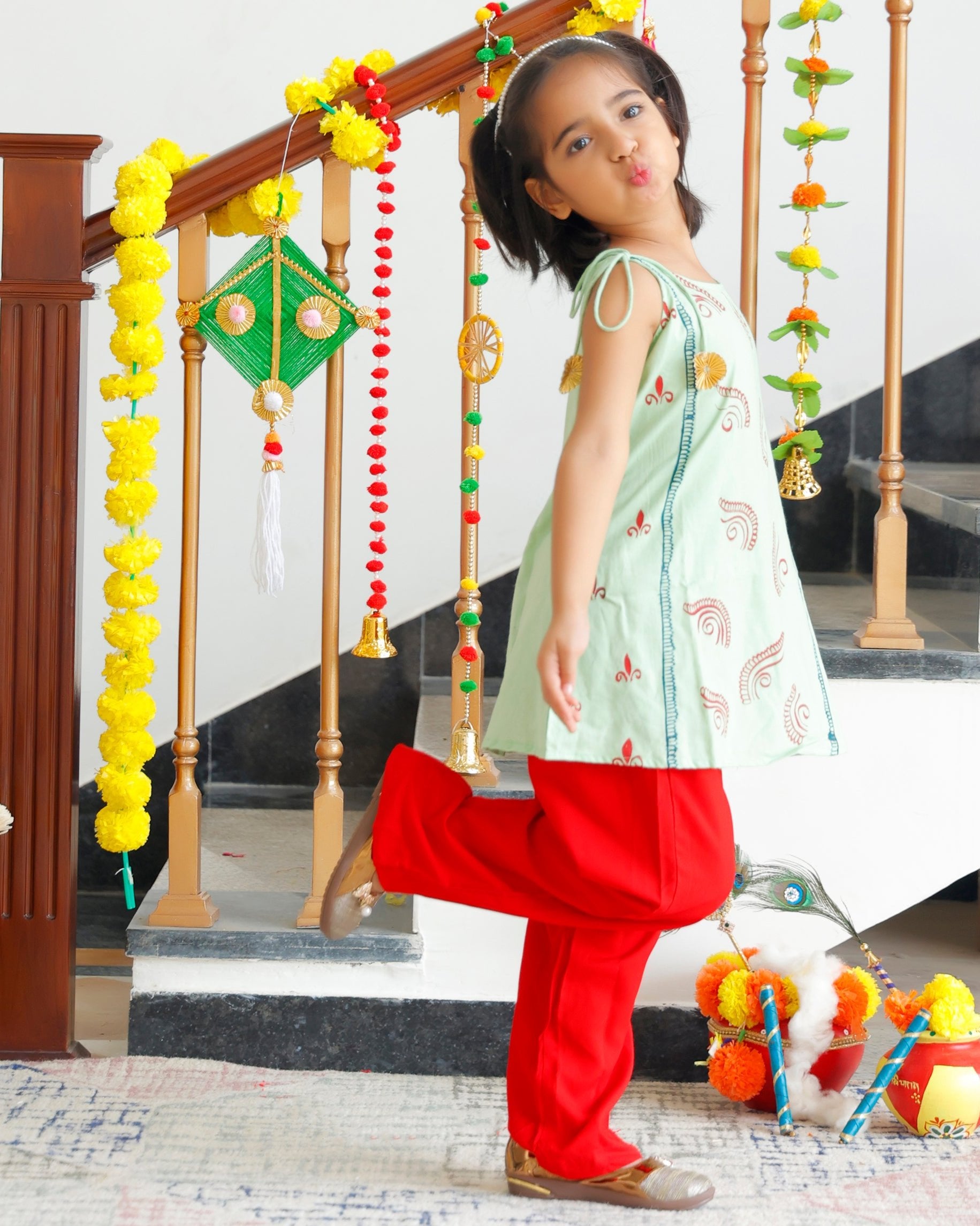 Kids Gulf Green Dhoti Set