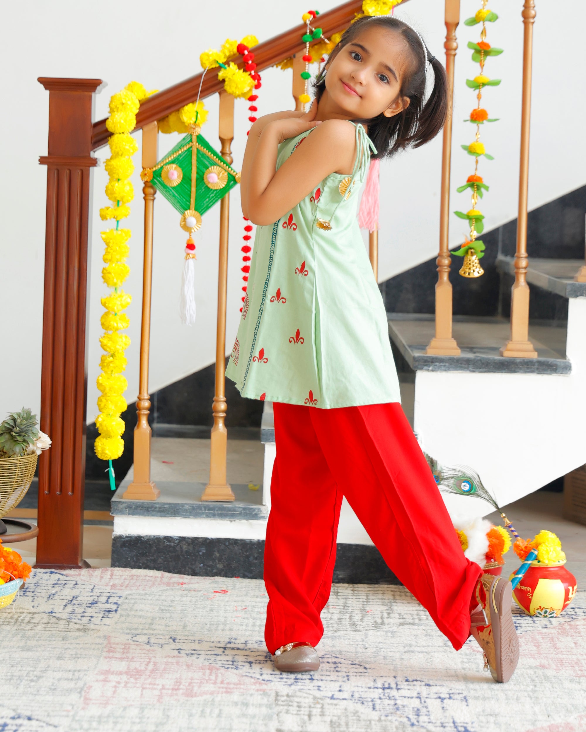 Kids Gulf Green Dhoti Set