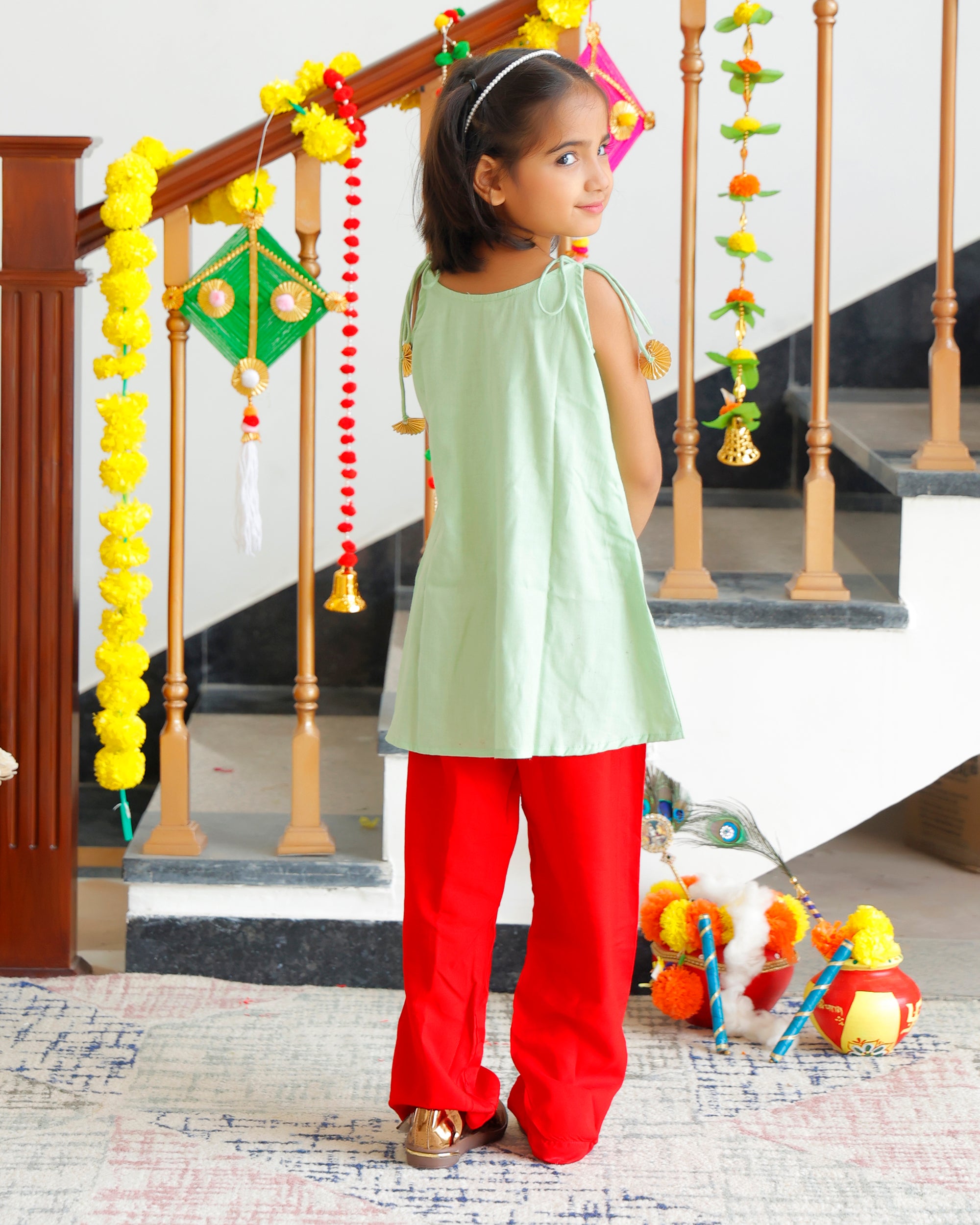 Kids Gulf Green Dhoti Set