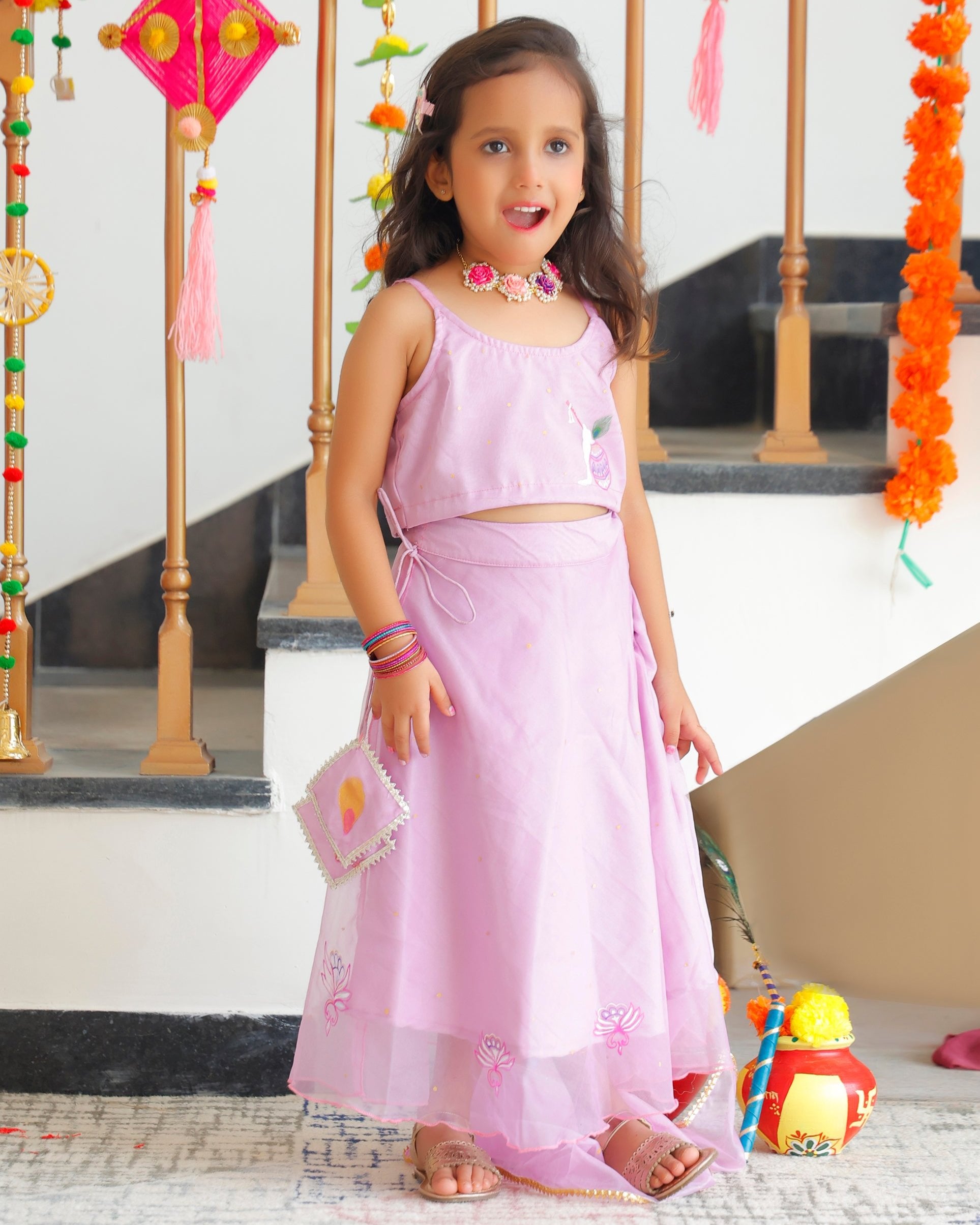 Kids Lavender Lehenga Set