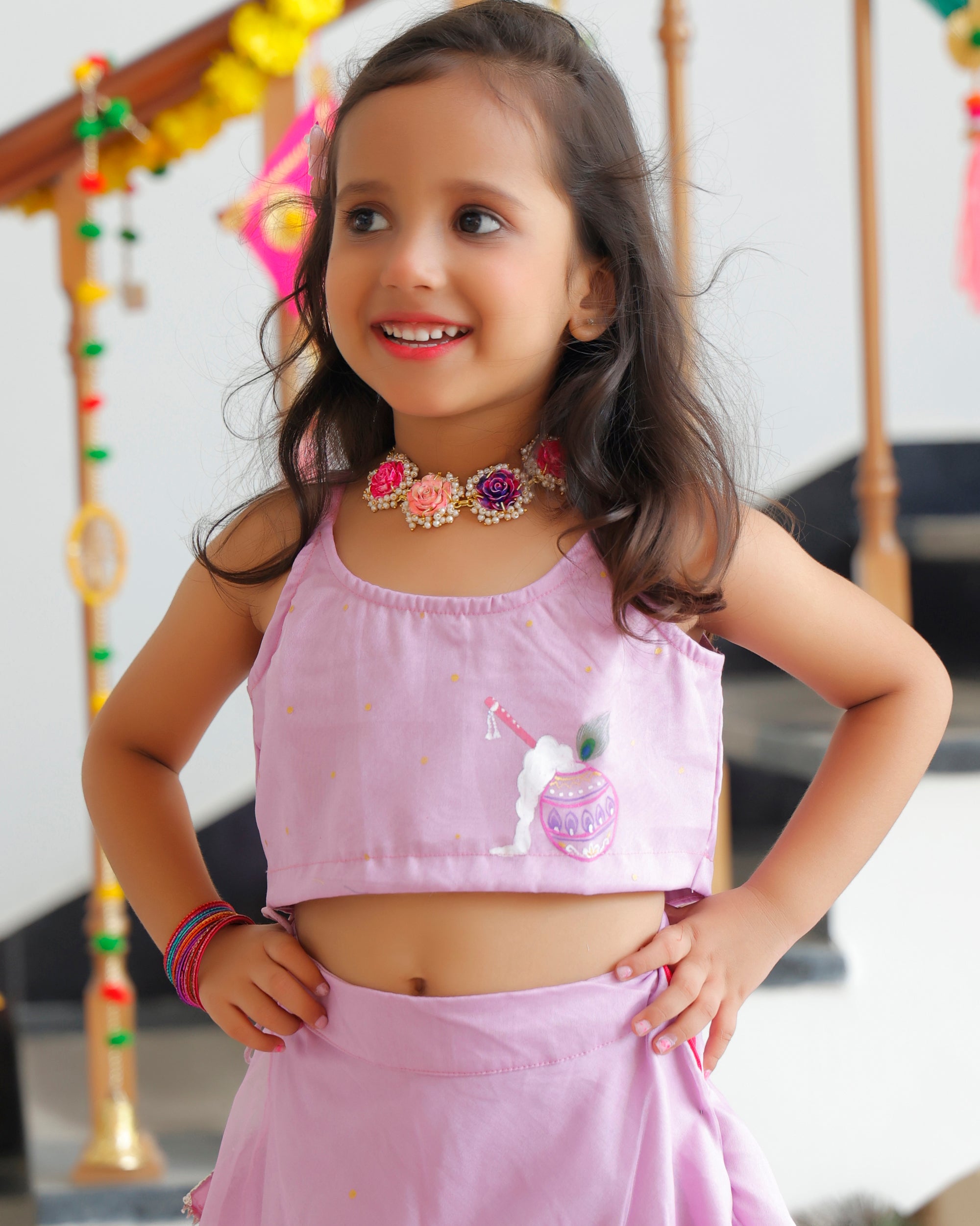 Kids Lavender Lehenga Set