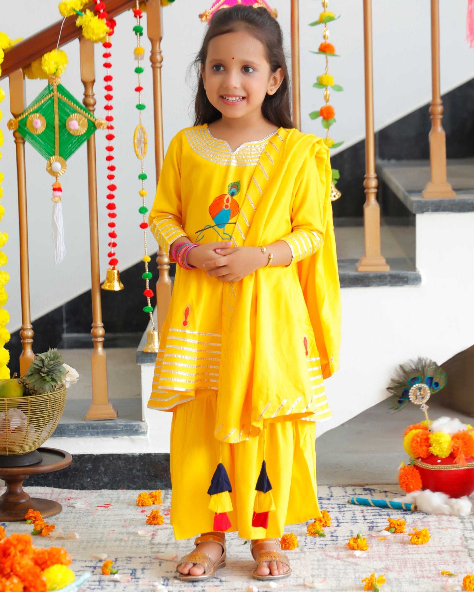 Rukmani Yellow Kurta & Sharara with Dupatta