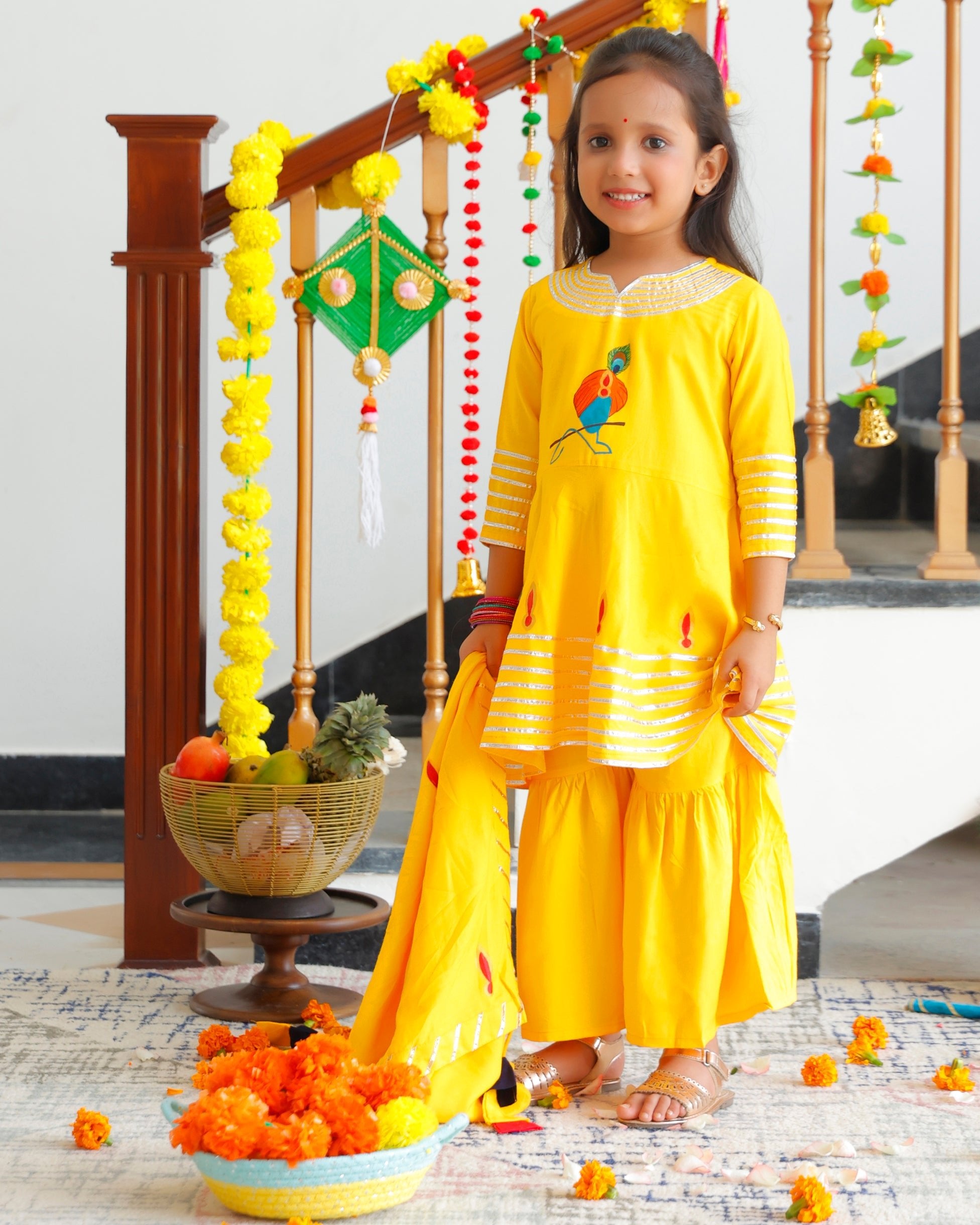 Rukmani Yellow Kurta & Sharara with Dupatta