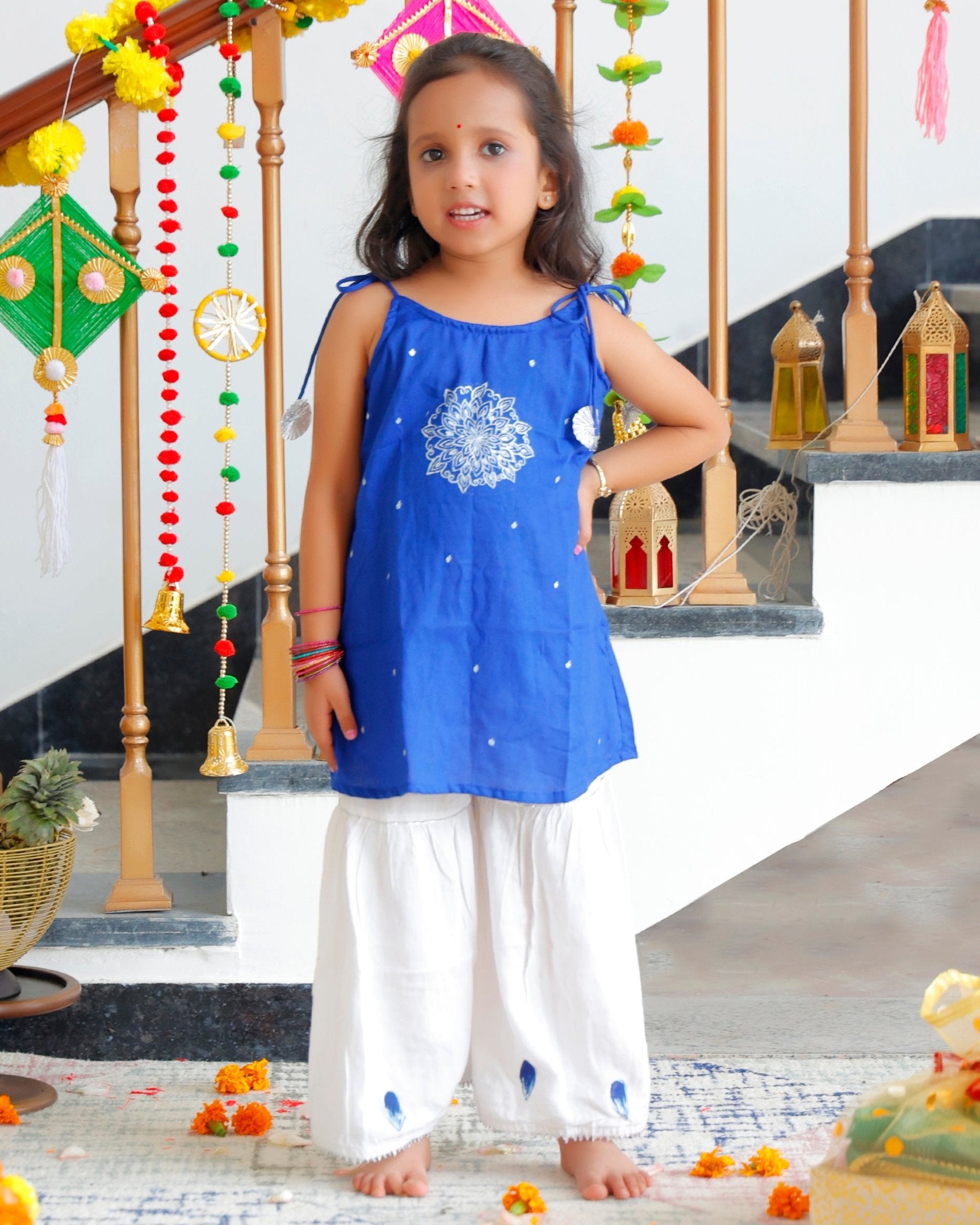 Brij Blue Kurta With Sharara Set