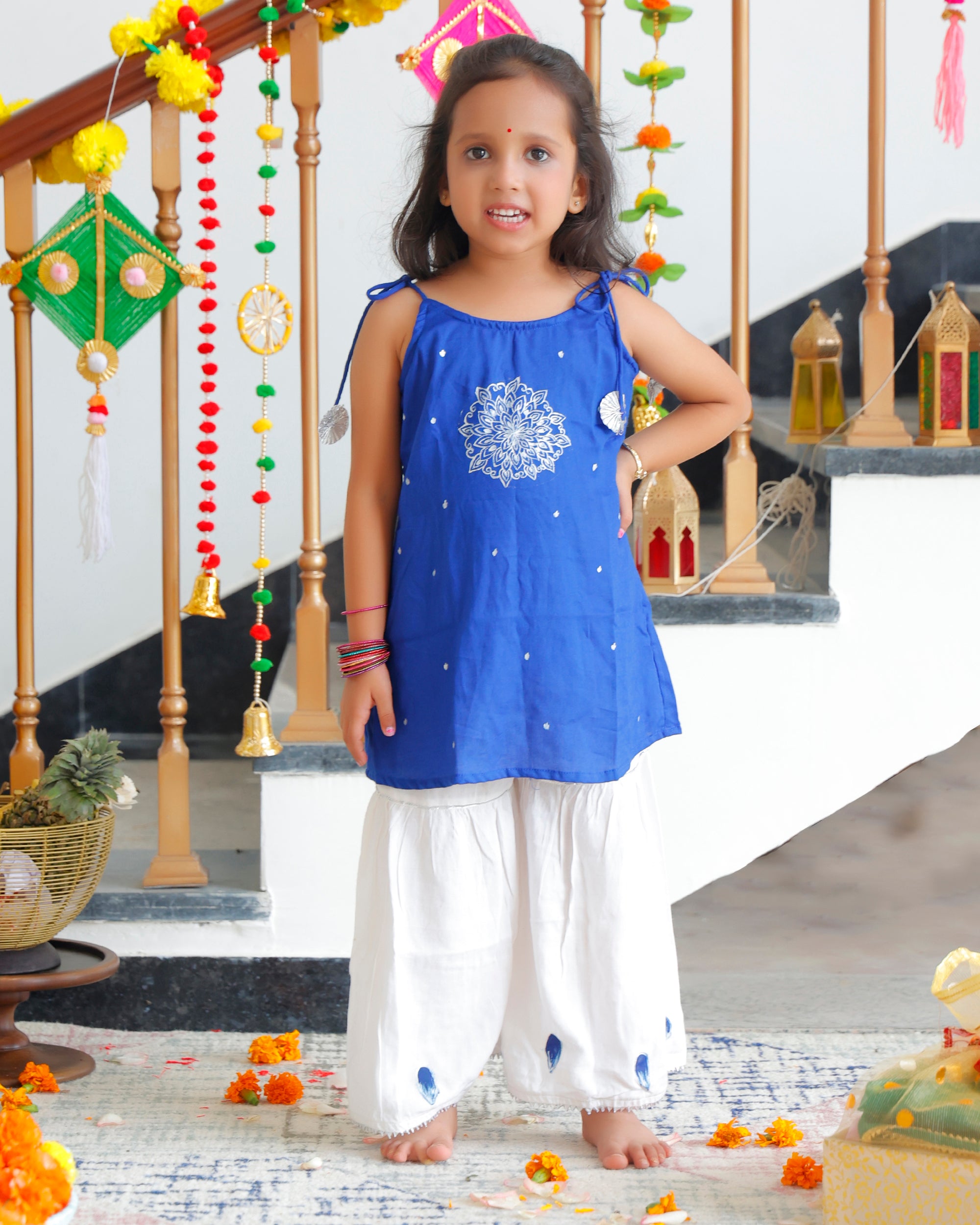 Brij Blue Kurta With Sharara Set