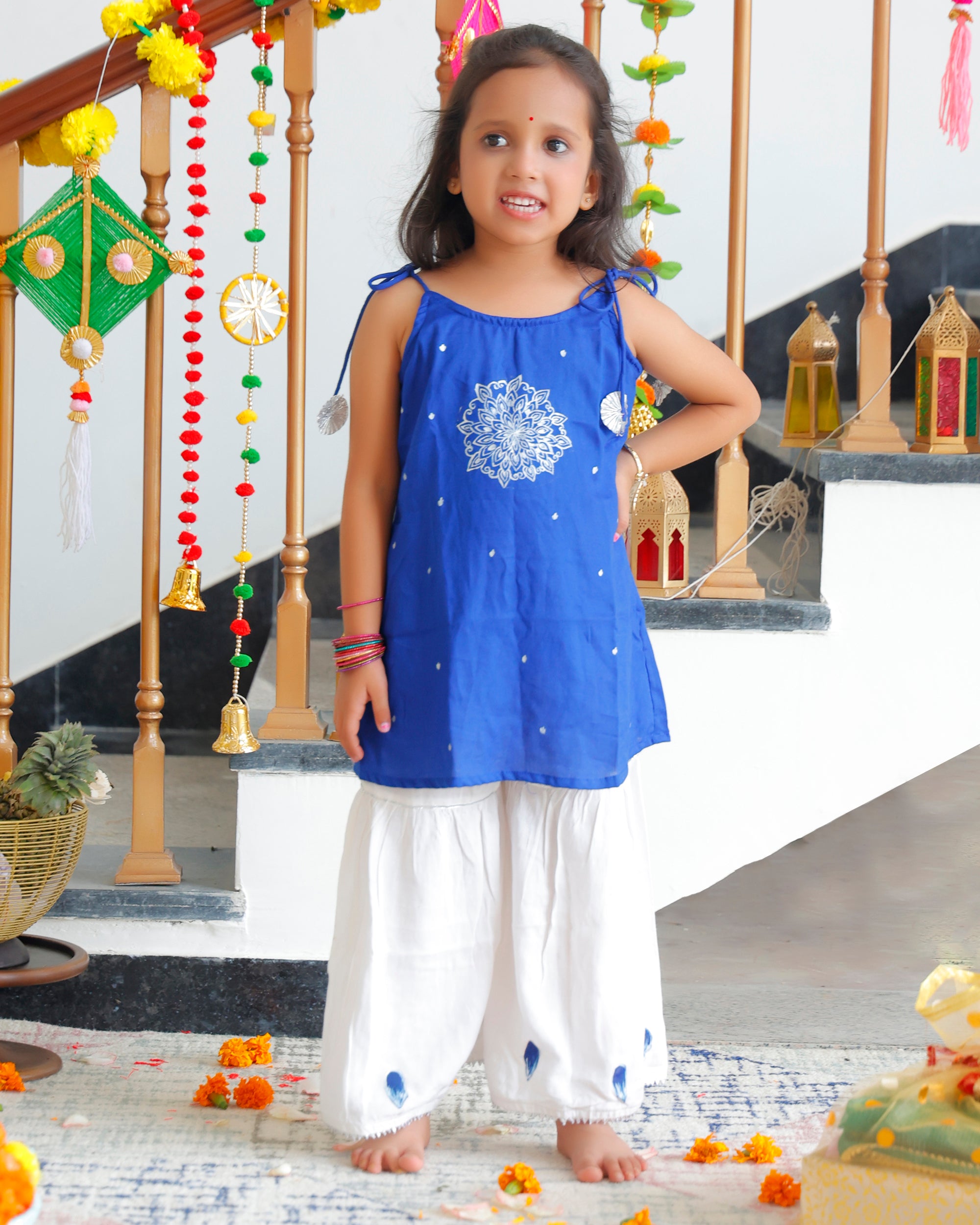 Brij Blue Kurta With Sharara Set