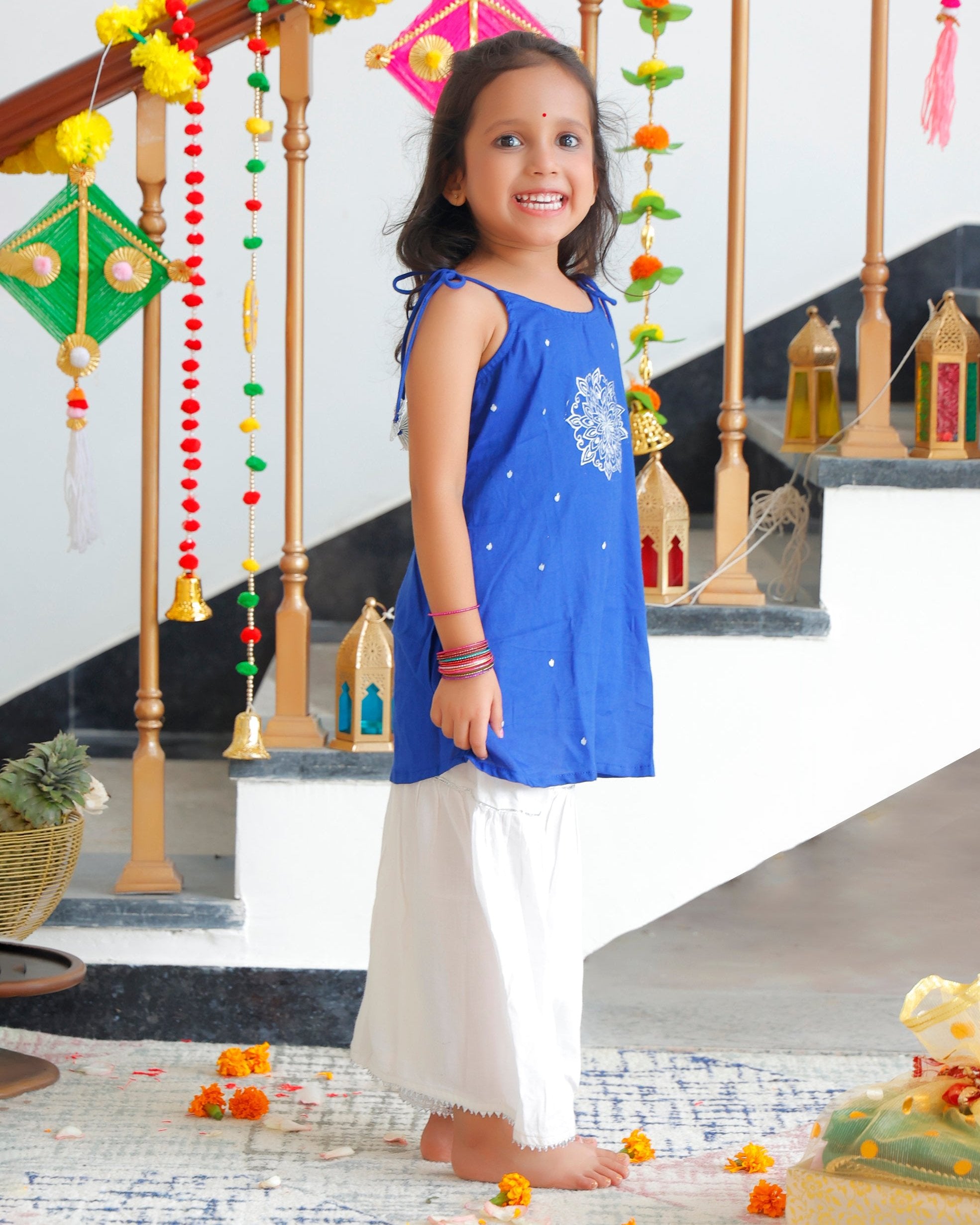 Brij Blue Kurta With Sharara Set