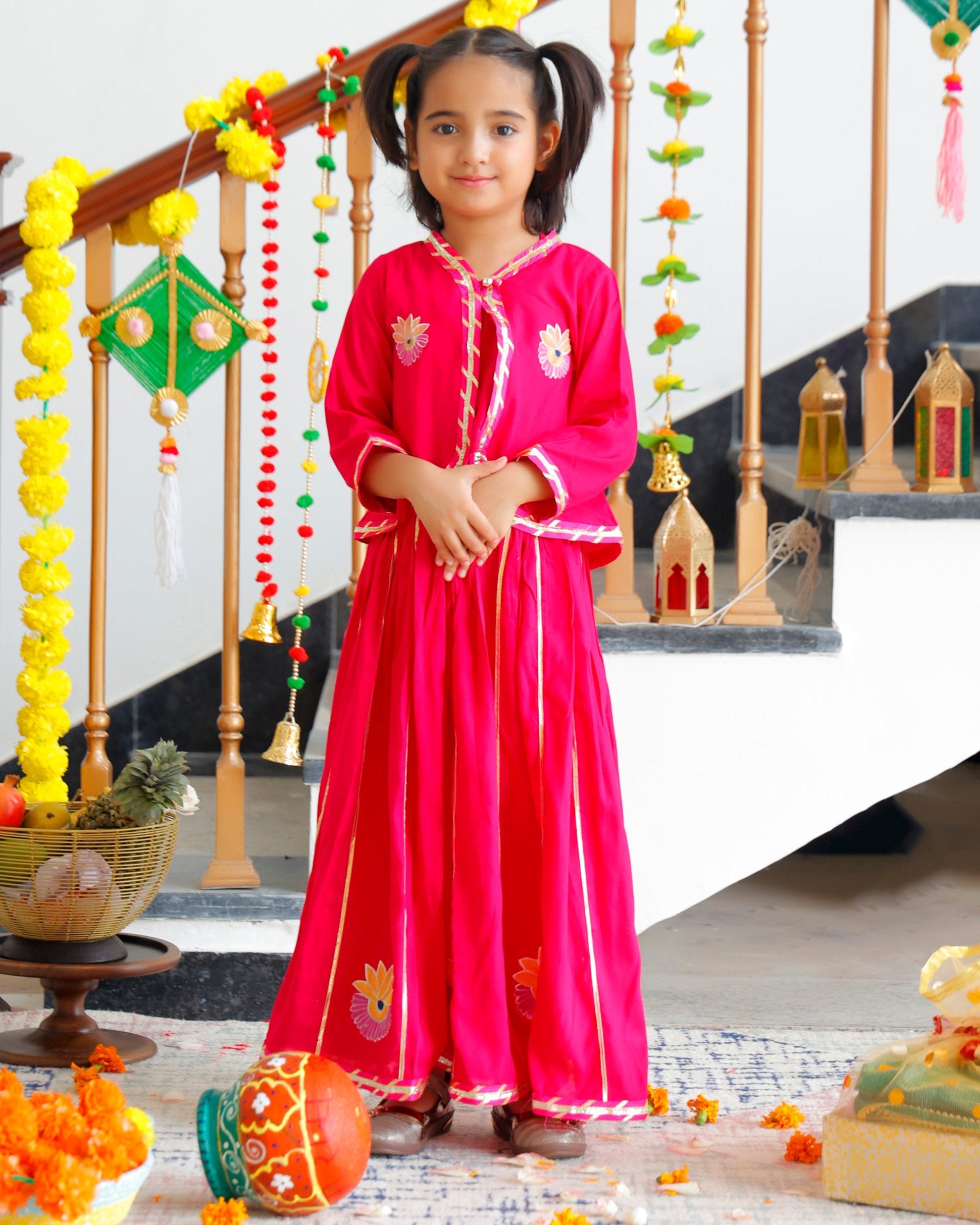 Gopi Kids Pink Lehenga Set