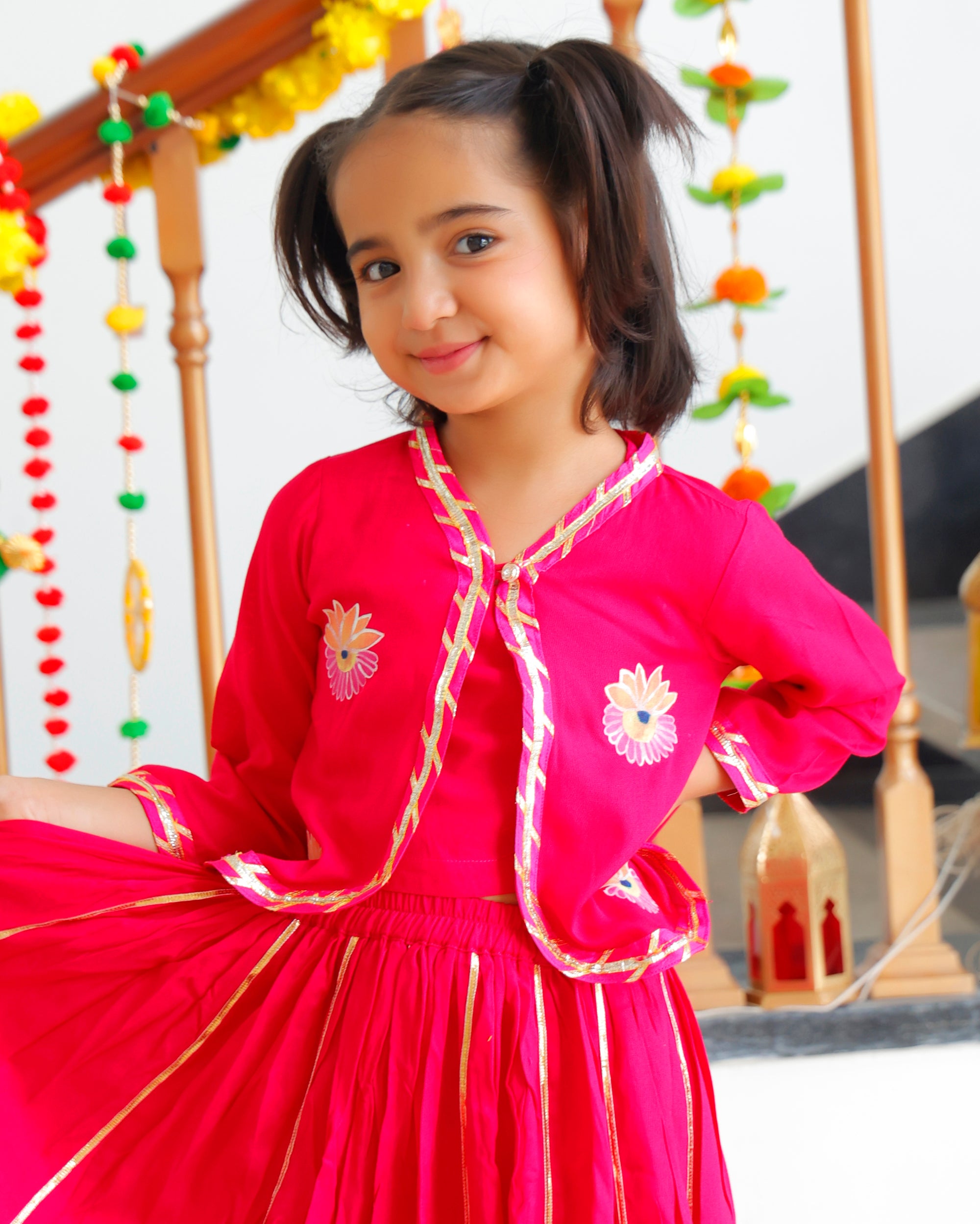 Gopi Kids Pink Lehenga Set