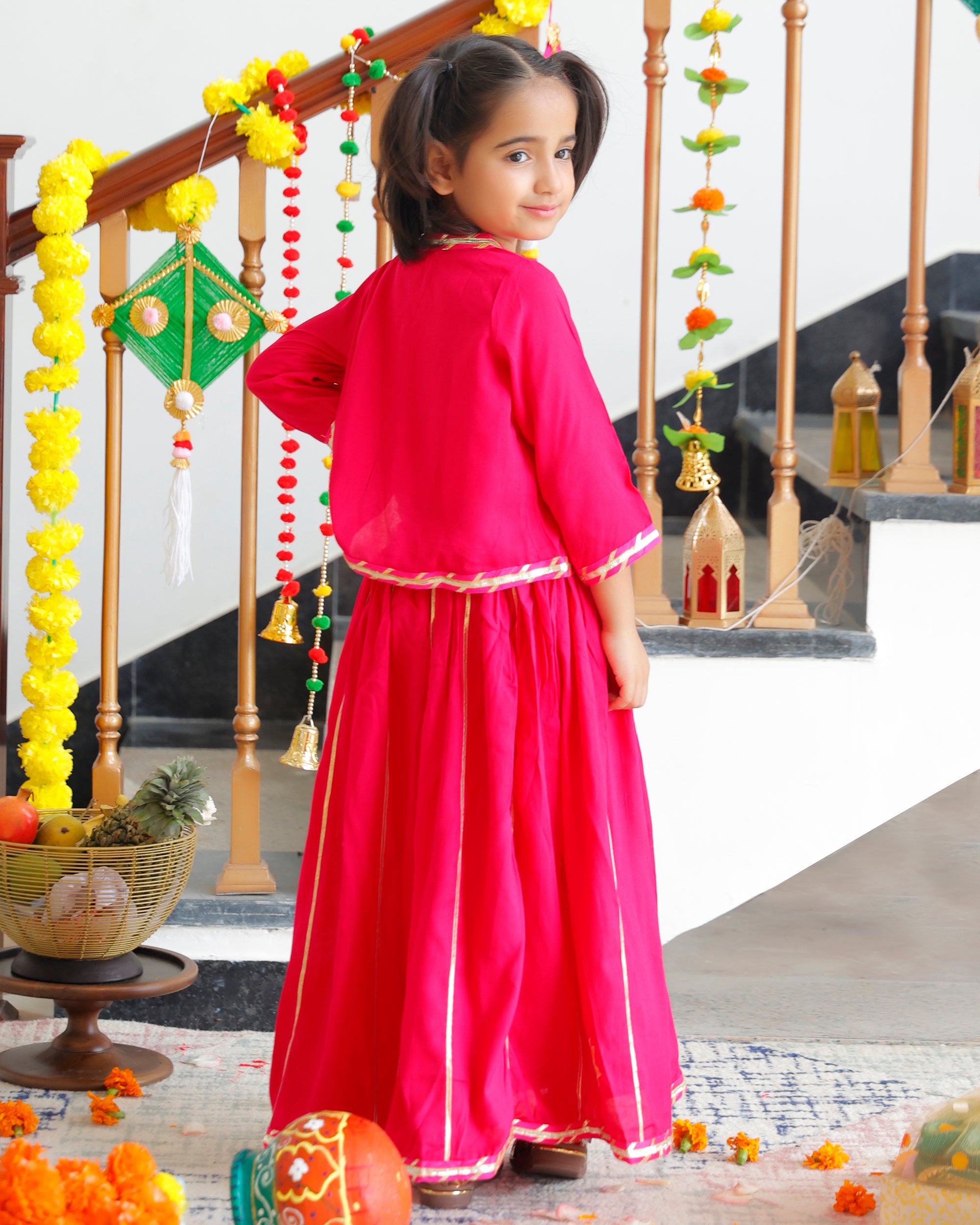 Gopi Kids Pink Lehenga Set