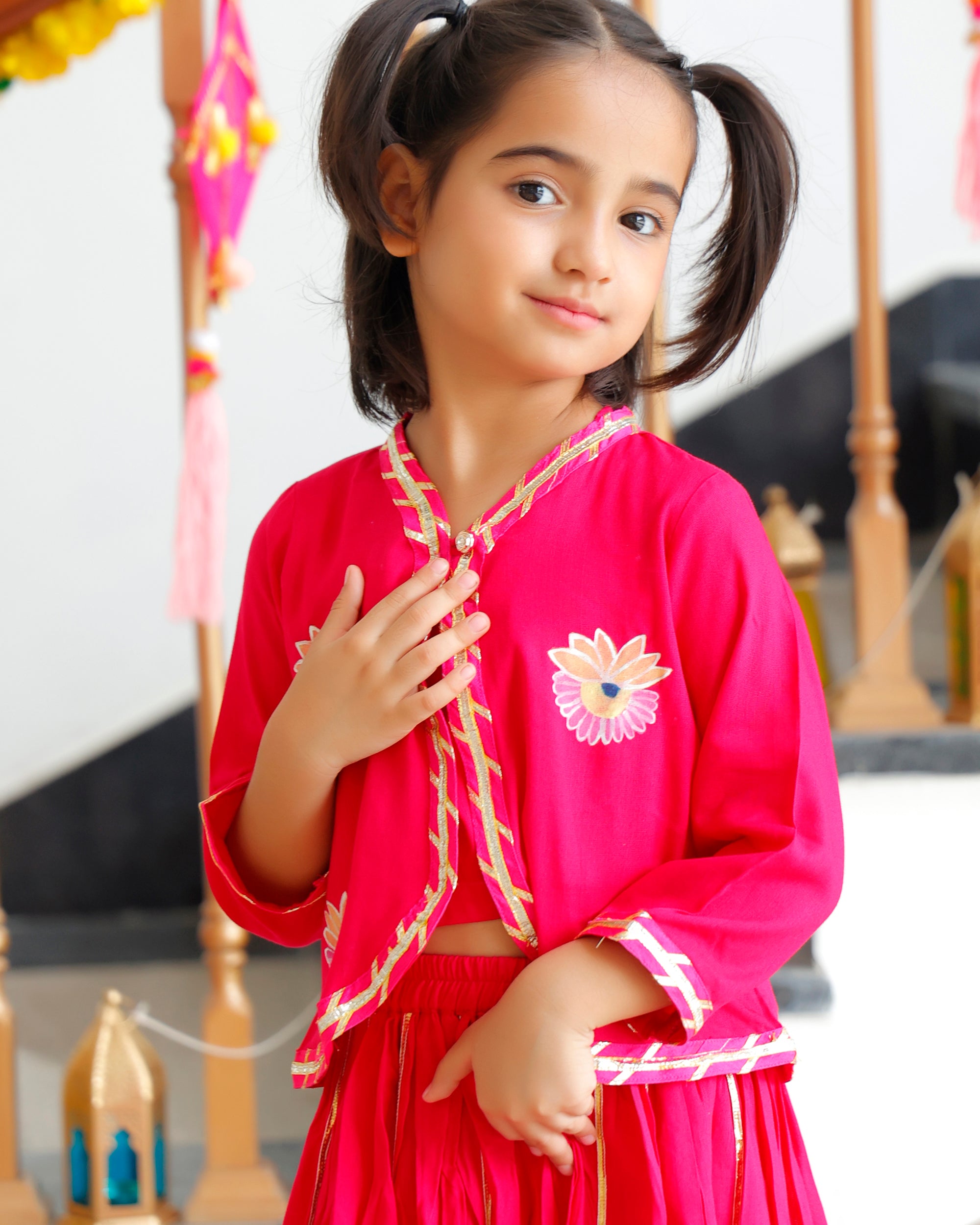 Gopi Kids Pink Lehenga Set