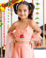Keshavi Peach Handpainted Lehenga Set