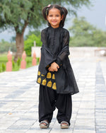 Afghani Black Kids Kurta Set