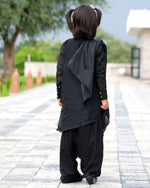 Afghani Black Kids Kurta Set