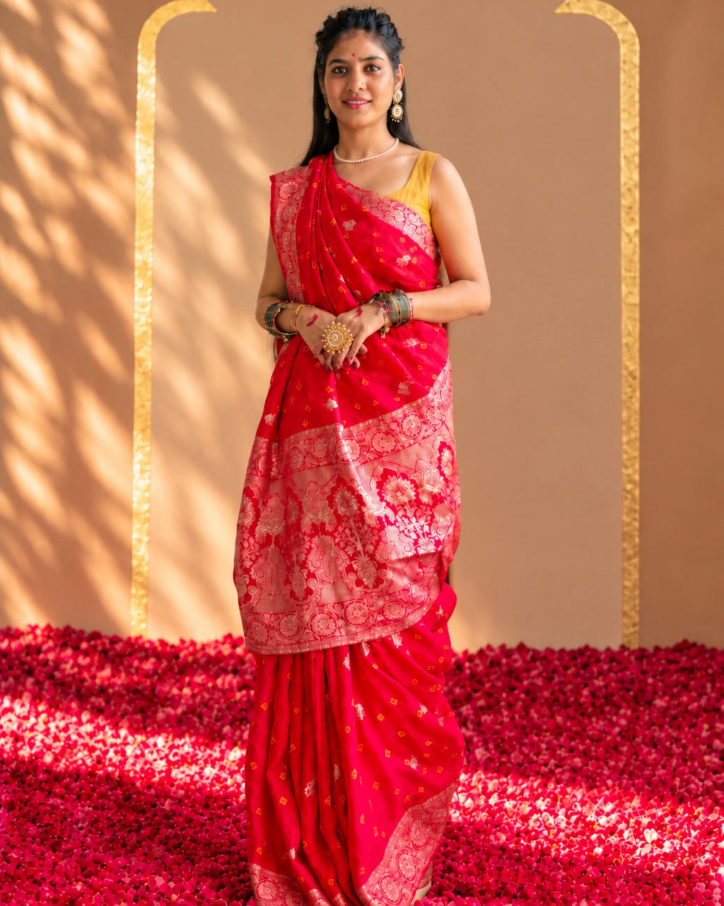 Surkh Meher Pure Banarasi Silk Zari Saree