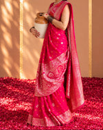 Rani Gulnaar Banarasi Zari Silk Saree