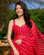 Ruhani Red Lehariya Chiffon Saree