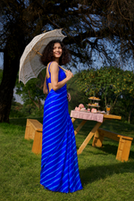 Naira Blue Leheriya Chiffon Saree