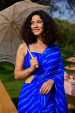 Naira Blue Leheriya Chiffon Saree
