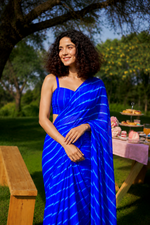 Naira Blue Leheriya Chiffon Saree