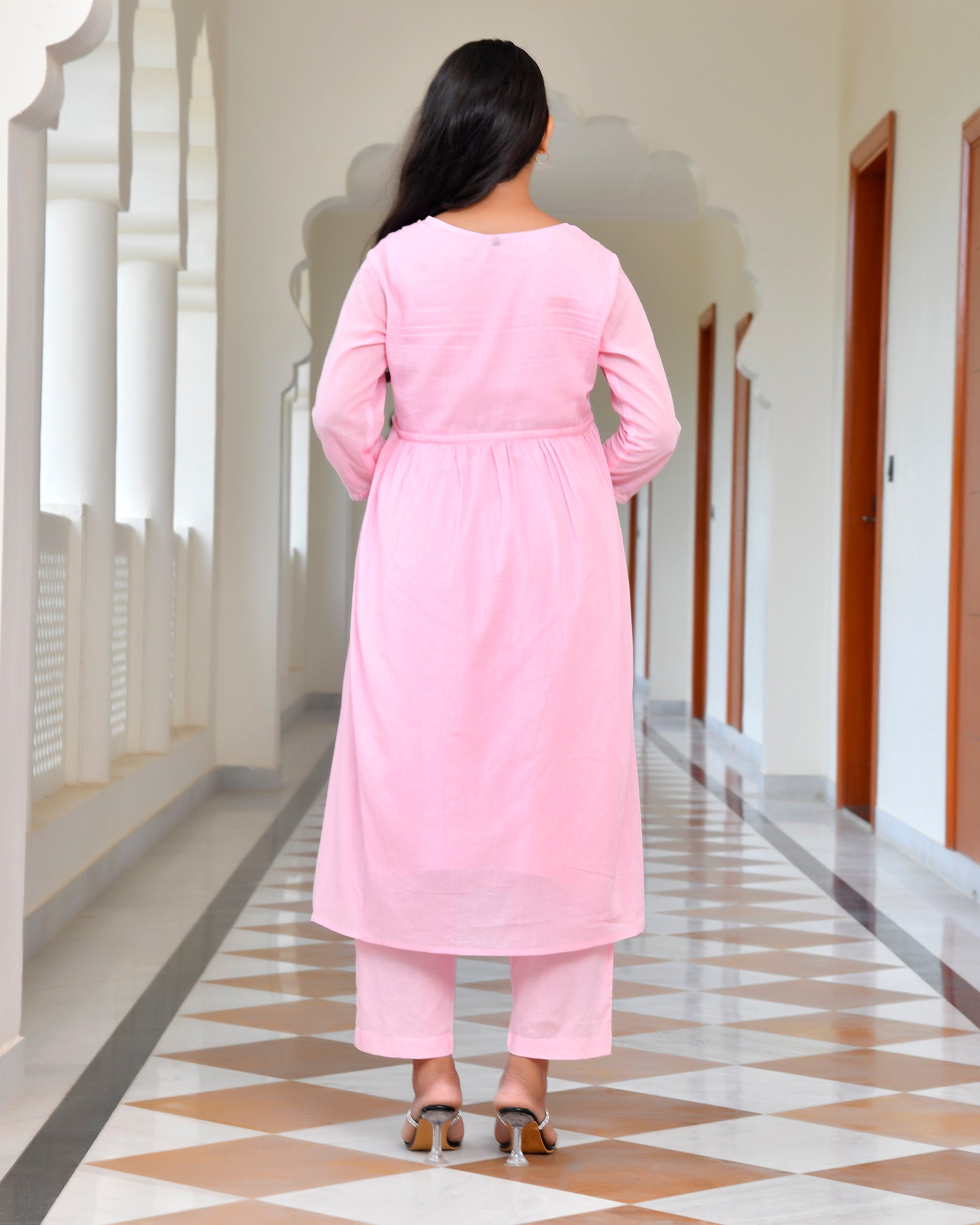 Voile Pink Cotton Coord Set