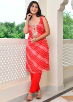 Rome Red Leheriya Kurta Set