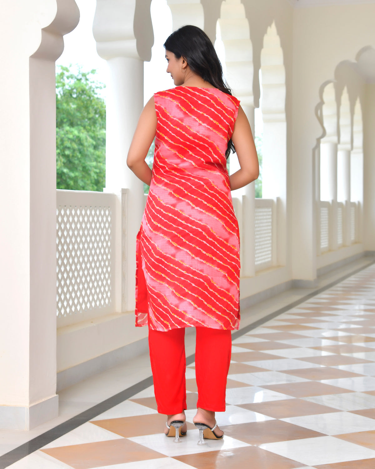 Rome Red Leheriya Kurta Set