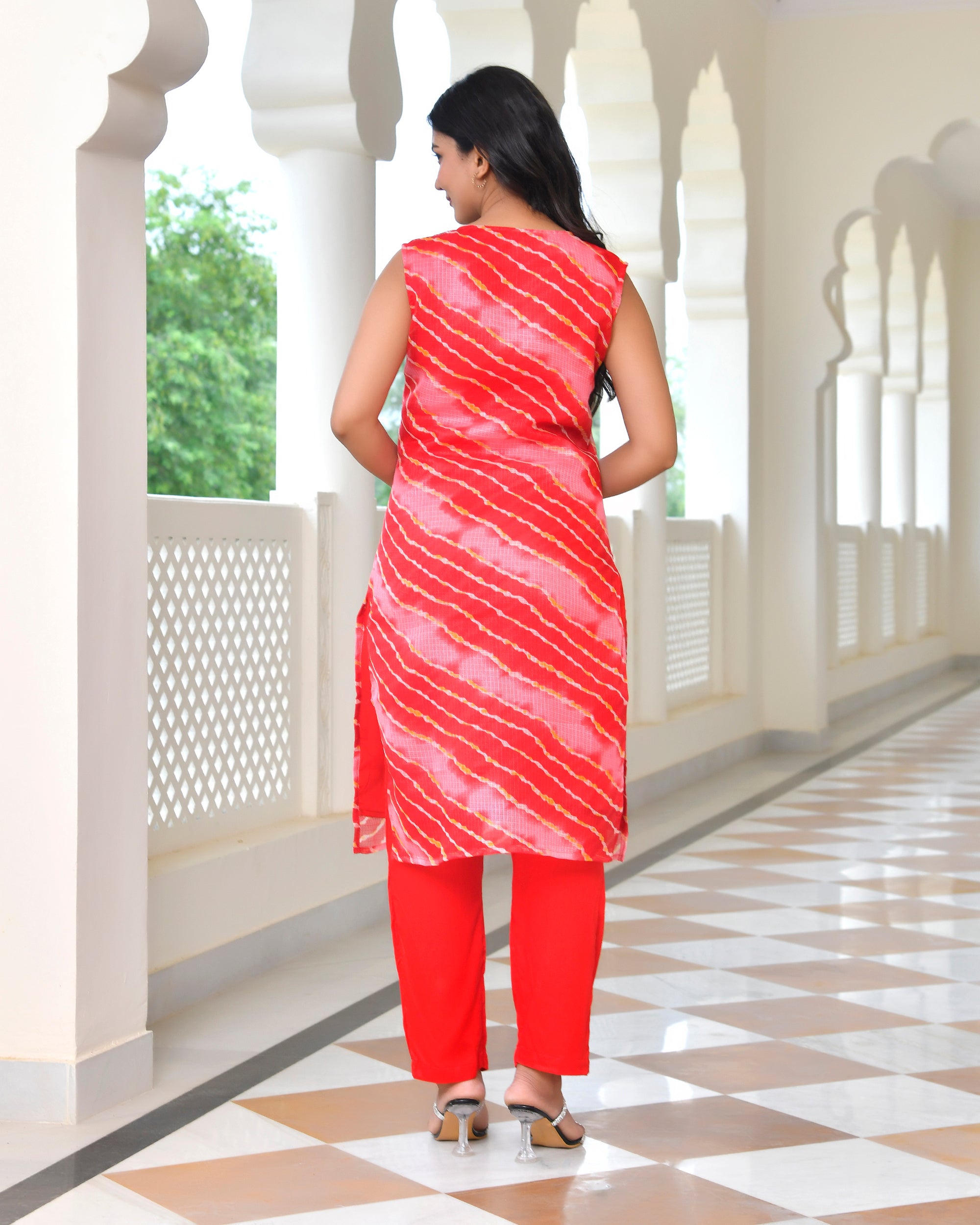 Rome Red Leheriya Kurta Set