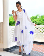 Swiss White Blue Floral Suit Set