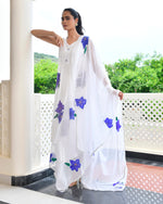 Swiss White Blue Floral Suit Set