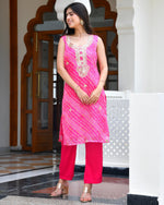 Ellie Pink Leheriya kurta Set