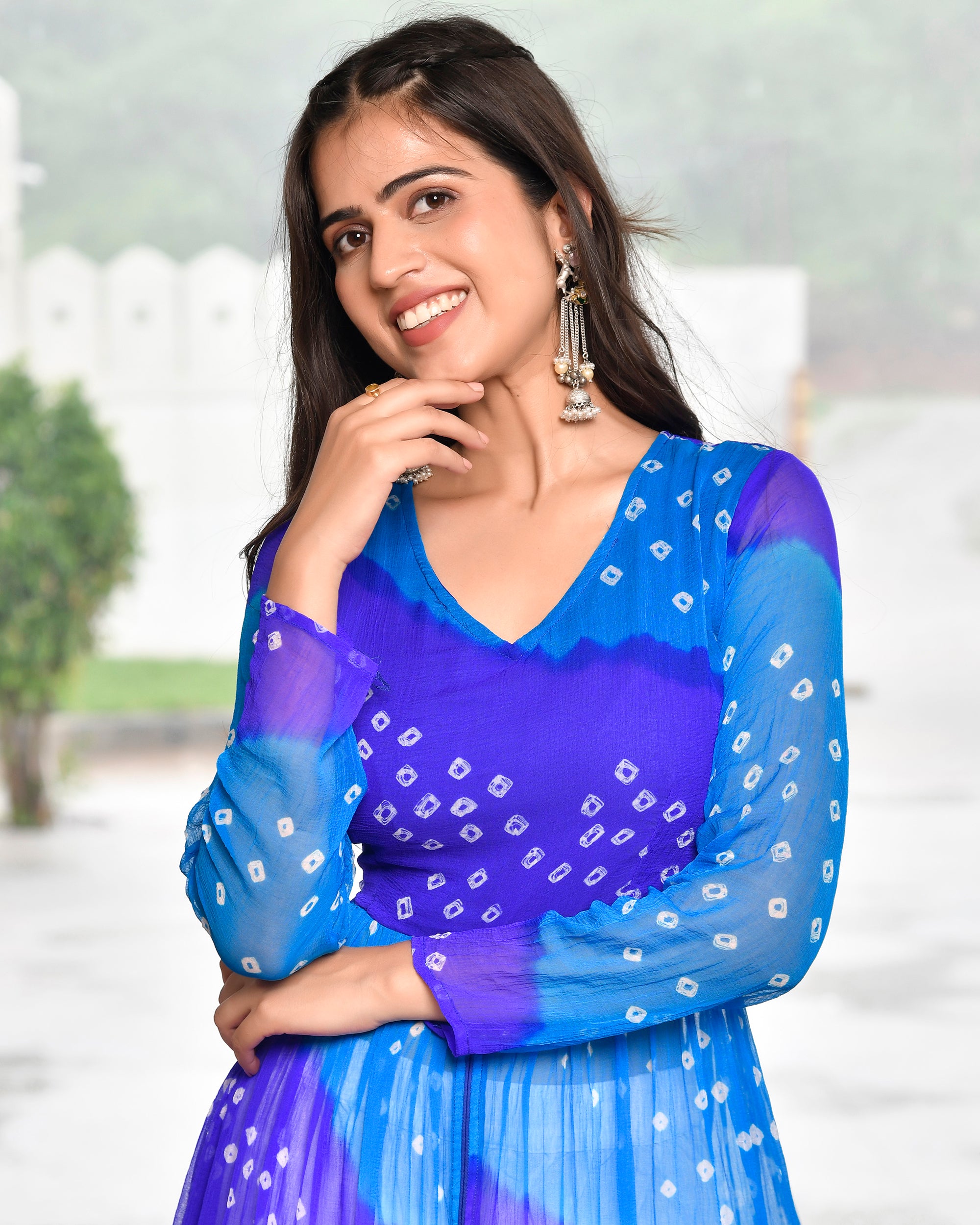 Purple Blue Multicolour Kurta Set