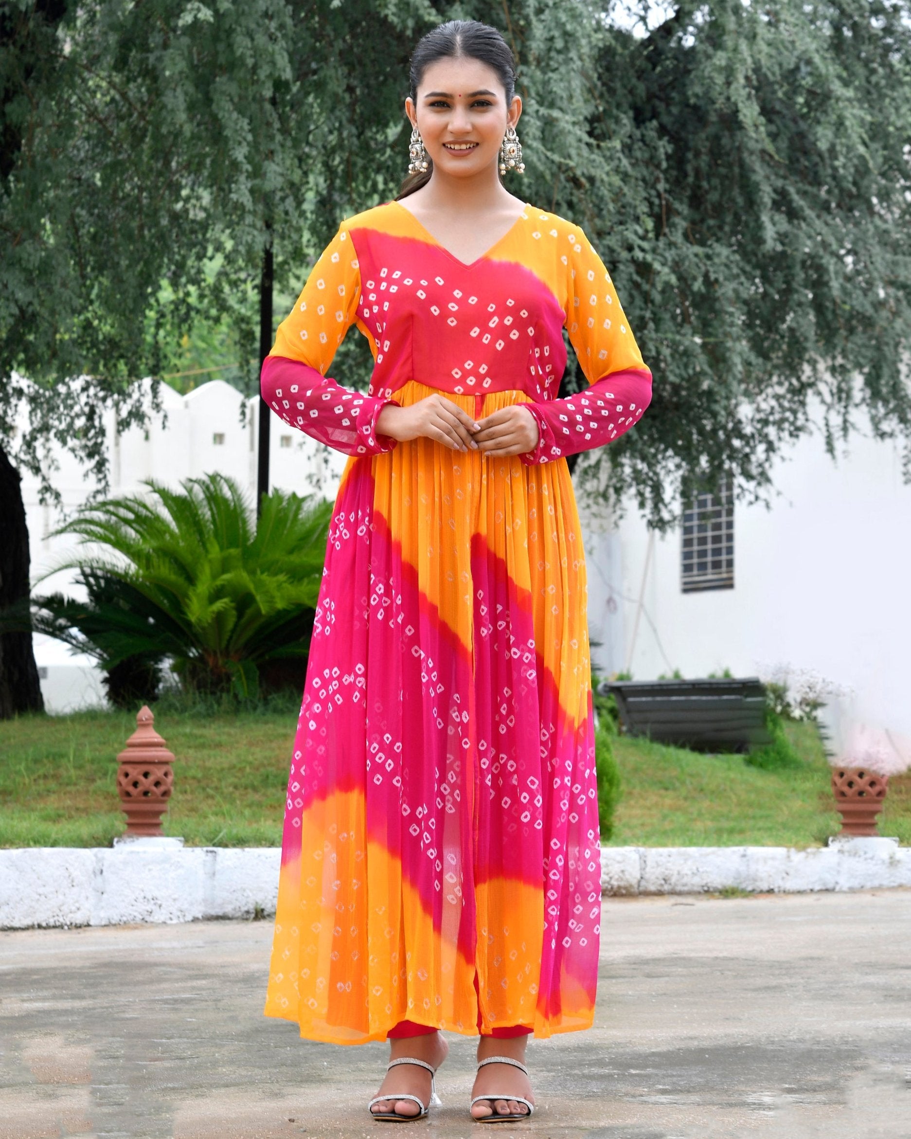 Red Pink Multicolour Kurta Set