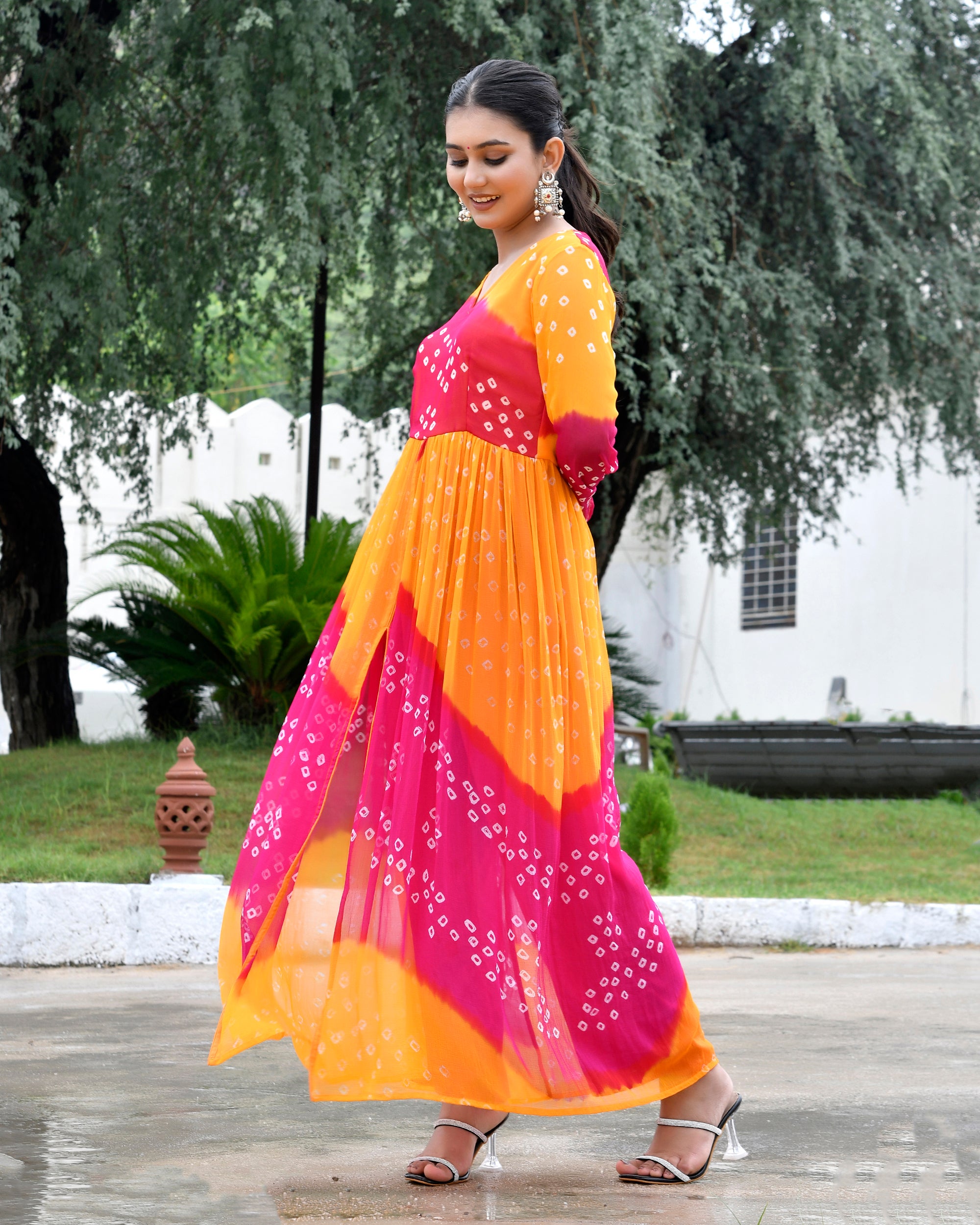 Red Pink Multicolour Kurta Set