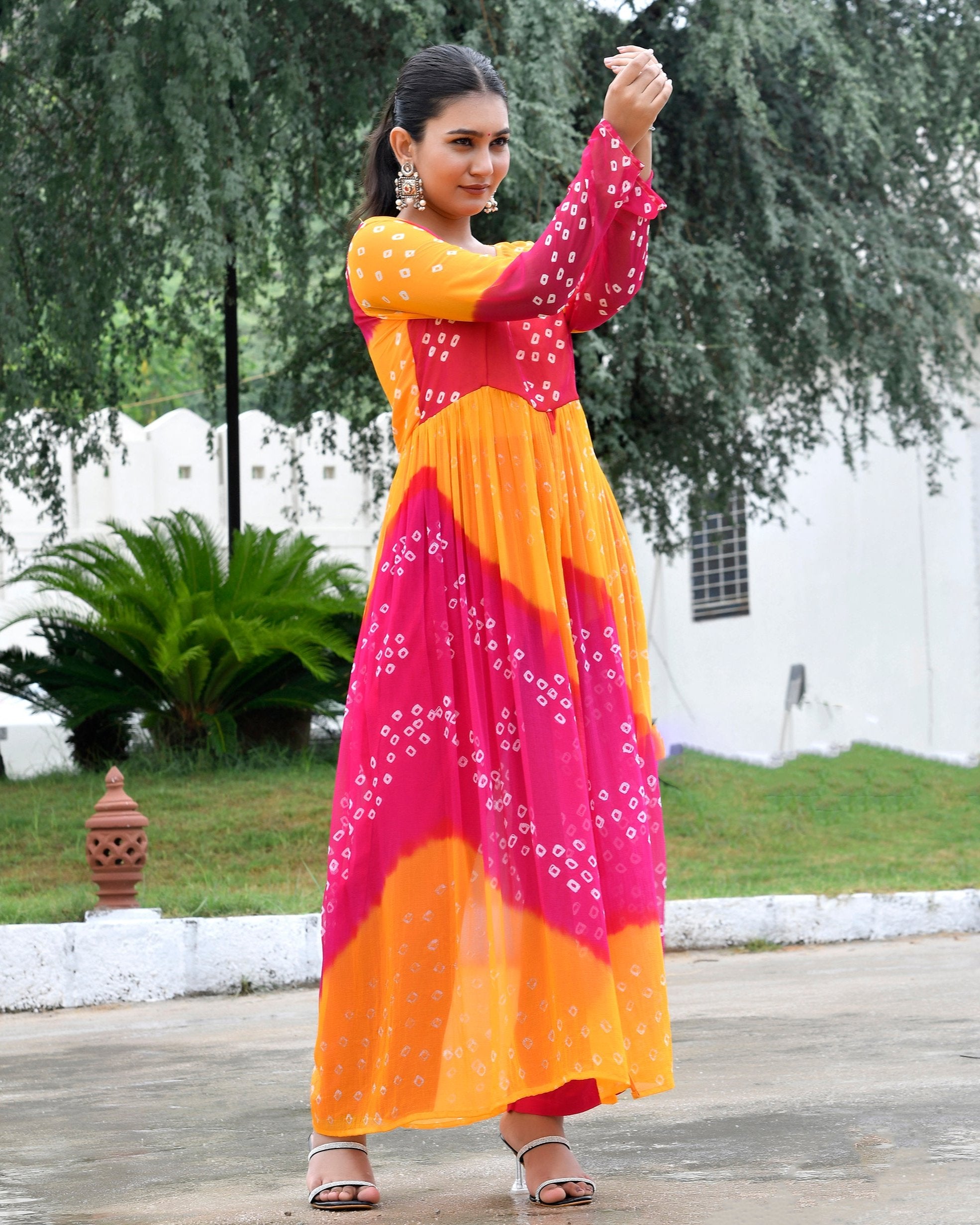 Red Pink Multicolour Kurta Set