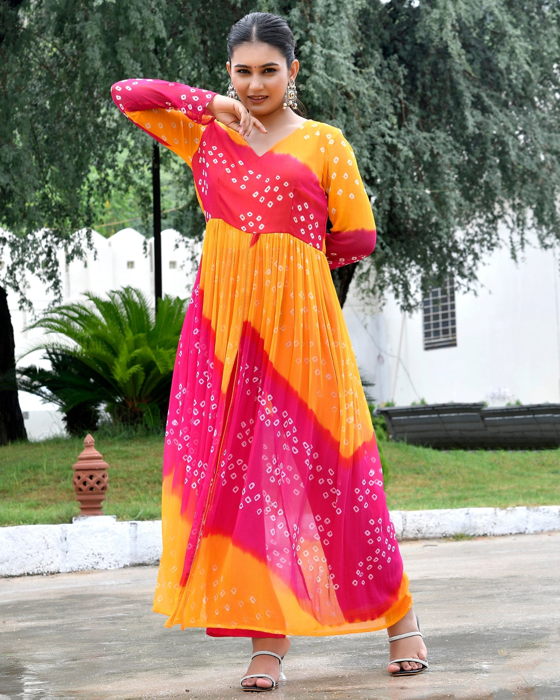 Red Pink Multicolour Kurta Set