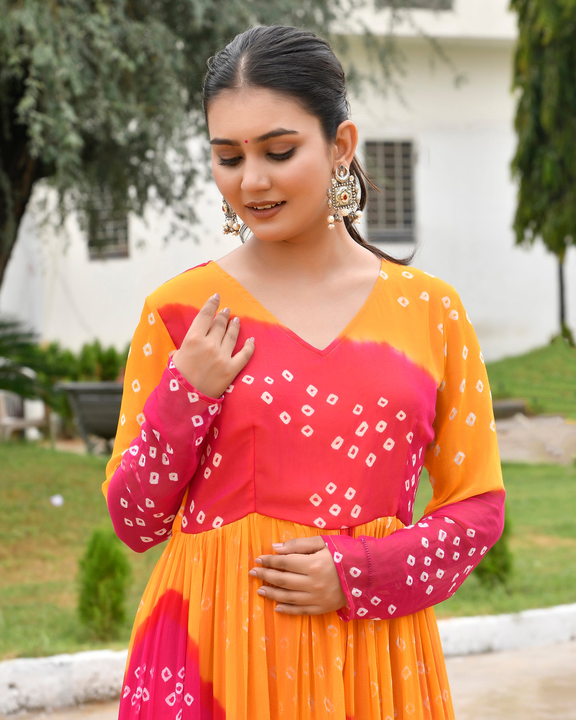 Red Pink Multicolour Kurta Set