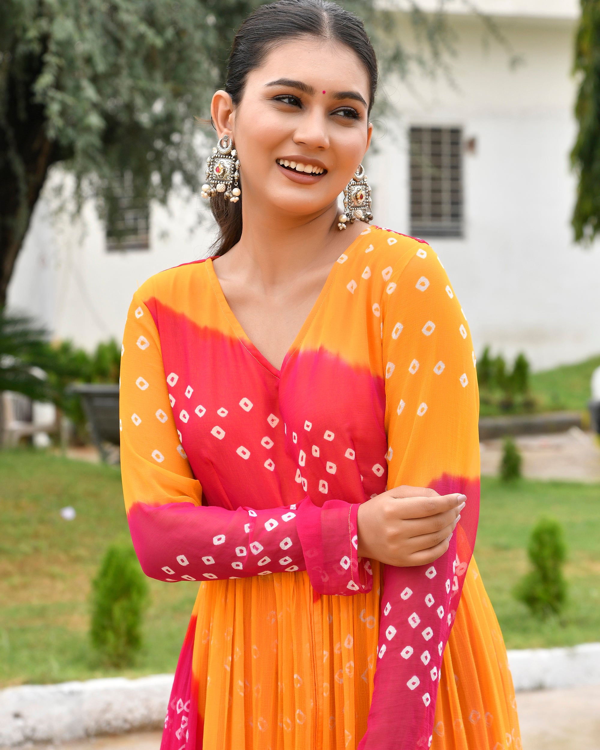 Red Pink Multicolour Kurta Set