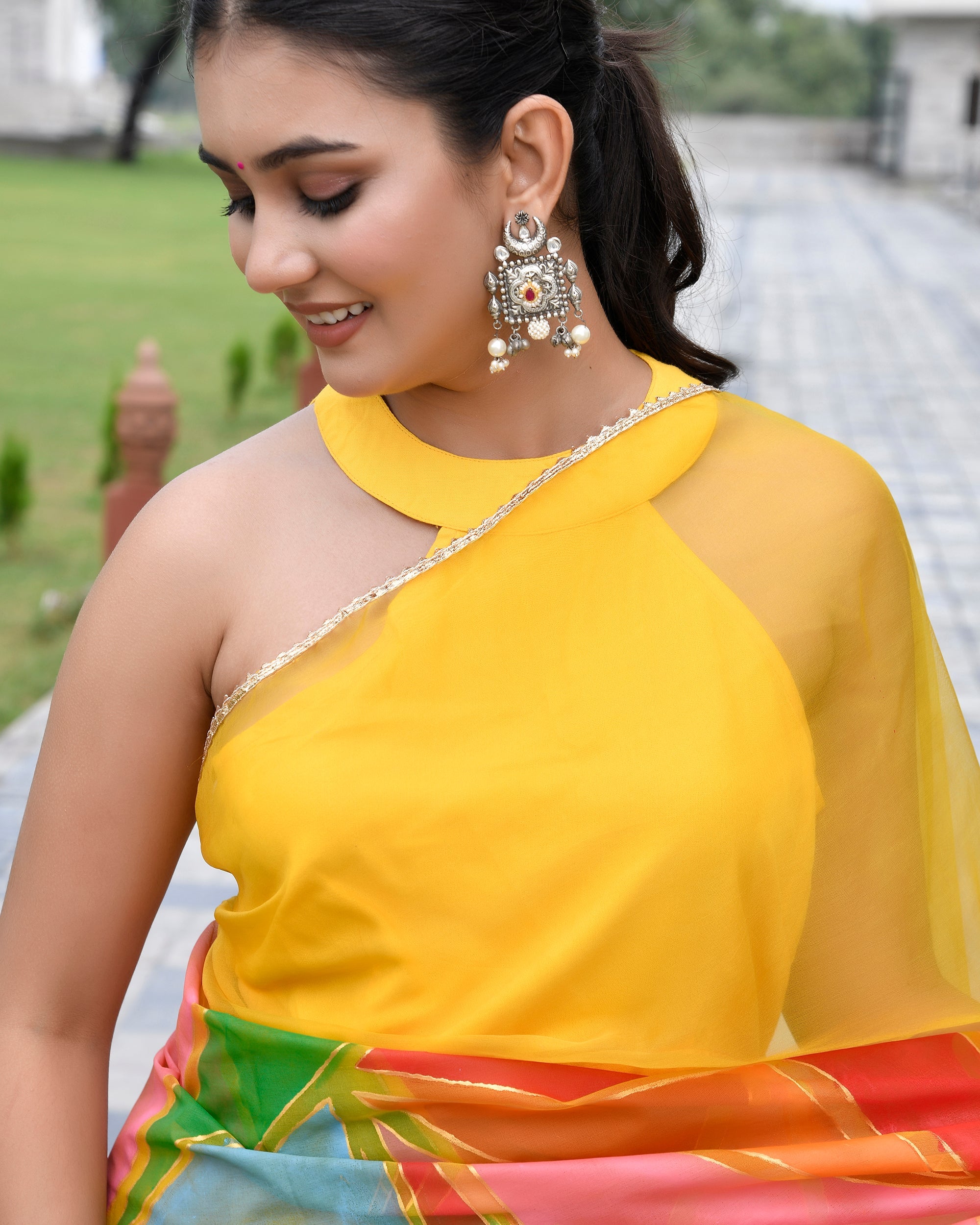 Resha Yellow Multicoloured Saree