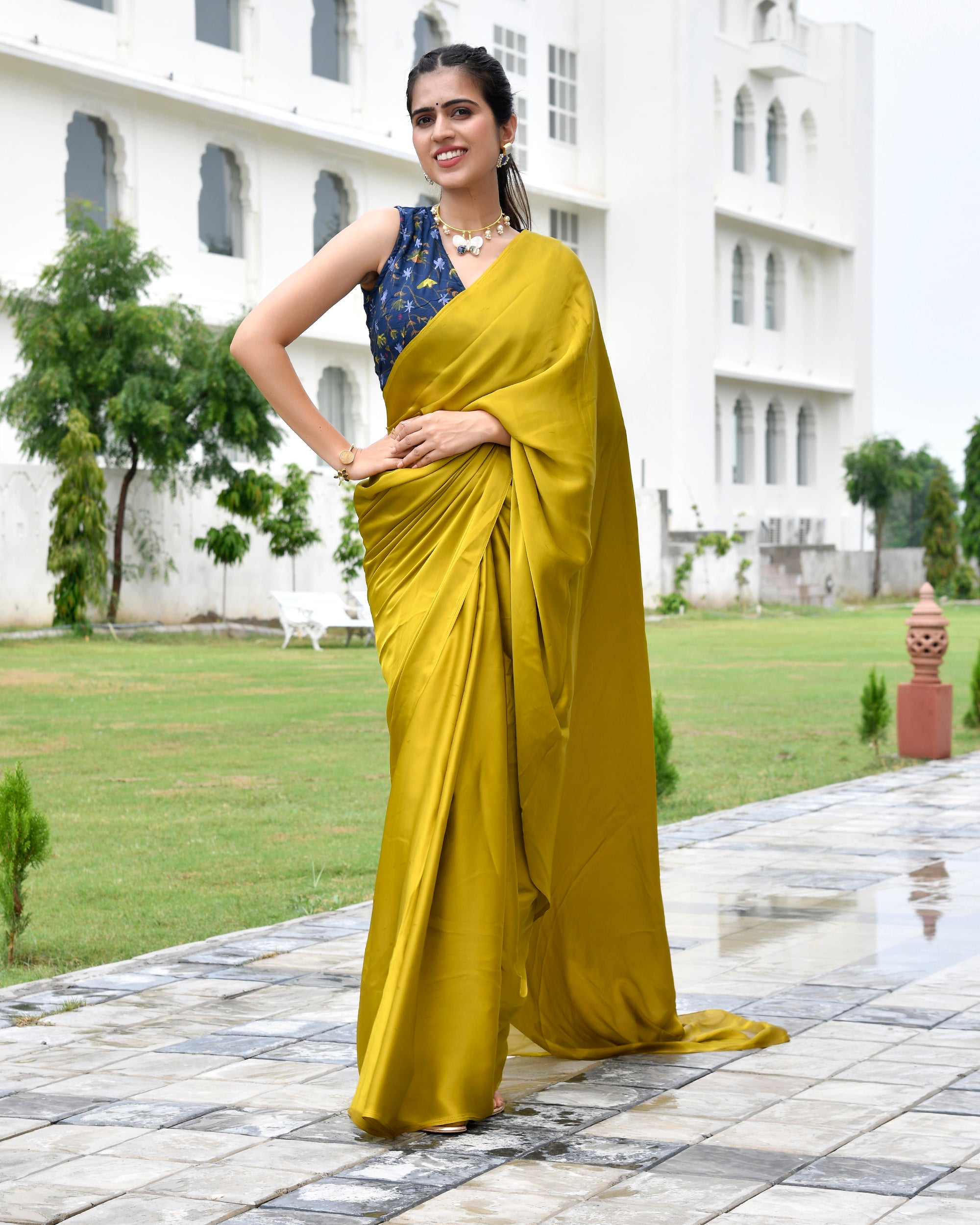 Green Solitare Satin Saree