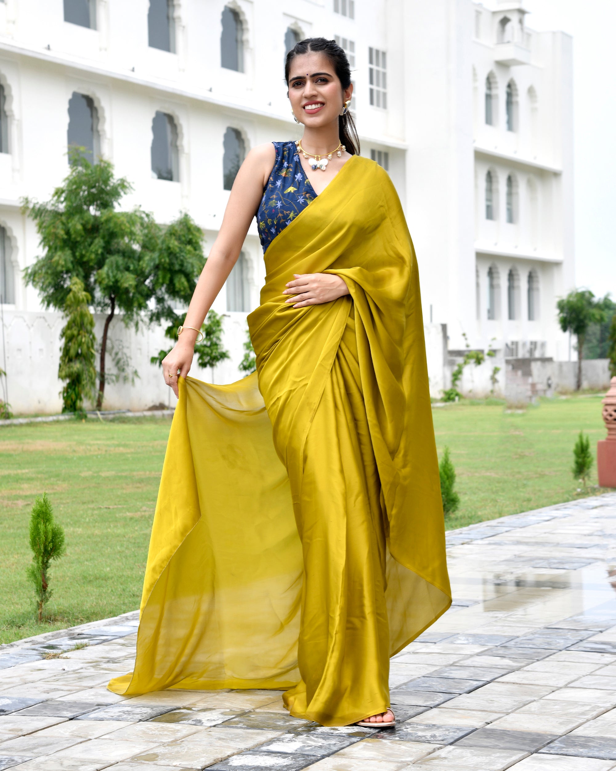 Green Solitare Satin Saree