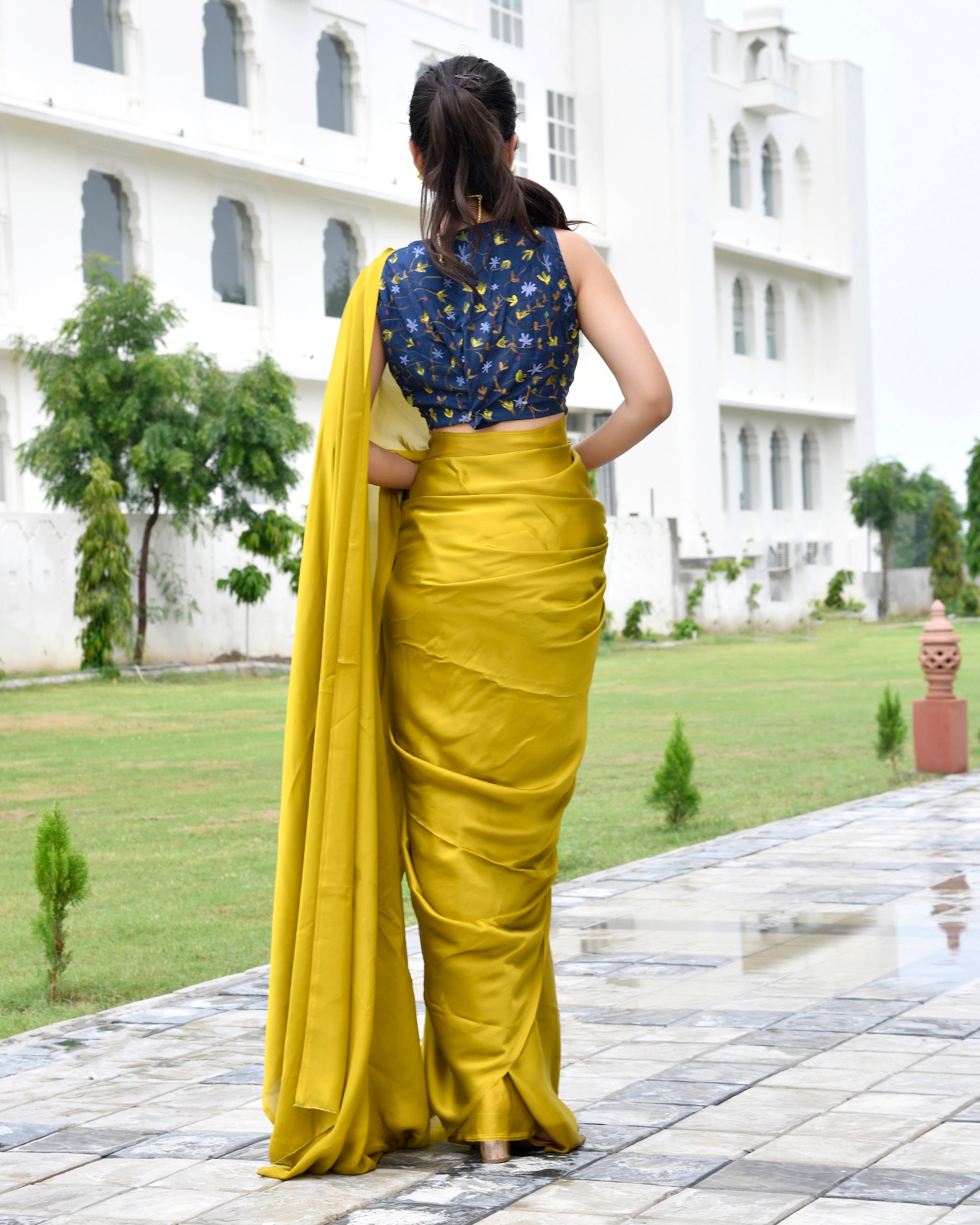 Green Solitare Satin Saree