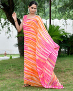 Striped Orange Shibori Kaftan Dress