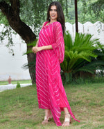 Pink Leheriya Kaftan Dress