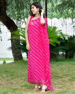 Pink Leheriya Kaftan Dress