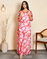 Cherry Red Floral Cord Set